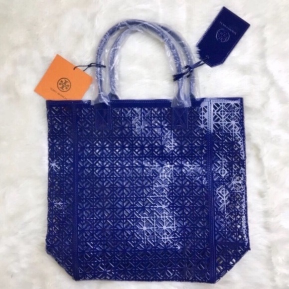 Tory Burch Tote Purse Beach Bag Handbag Perforated - Picture 2 of 5